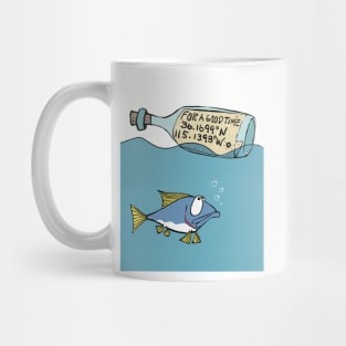 Sailing humor-fish message in bottle Mug